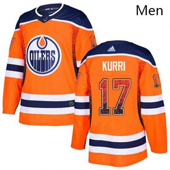 Mens Adidas Edmonton Oilers 17 Jari Kurri Authentic Orange Drift Fashion NHL Jersey
